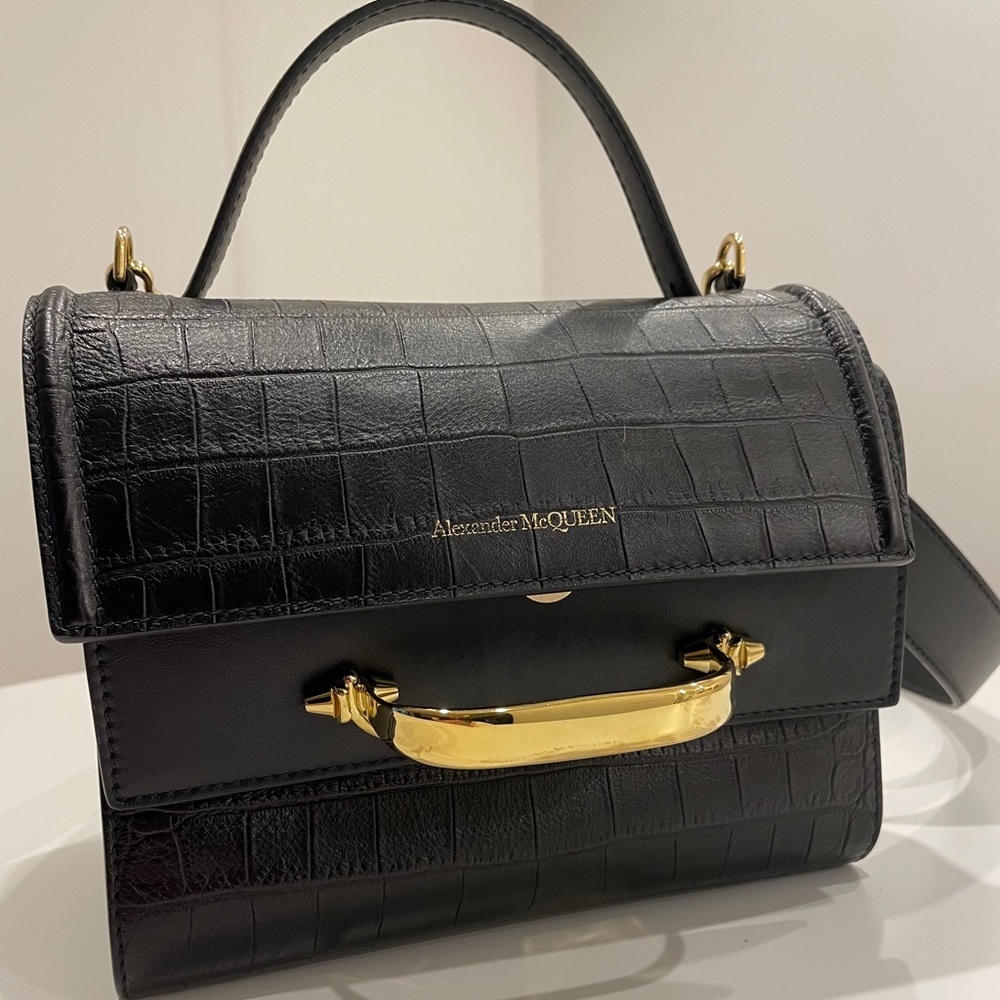 Alexander McQueen croc embossed Short Story bag
